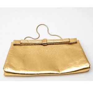 Vintage HL Harry Levine USA Gold Tone Evening Bag Clutch Purse Kiss Lock